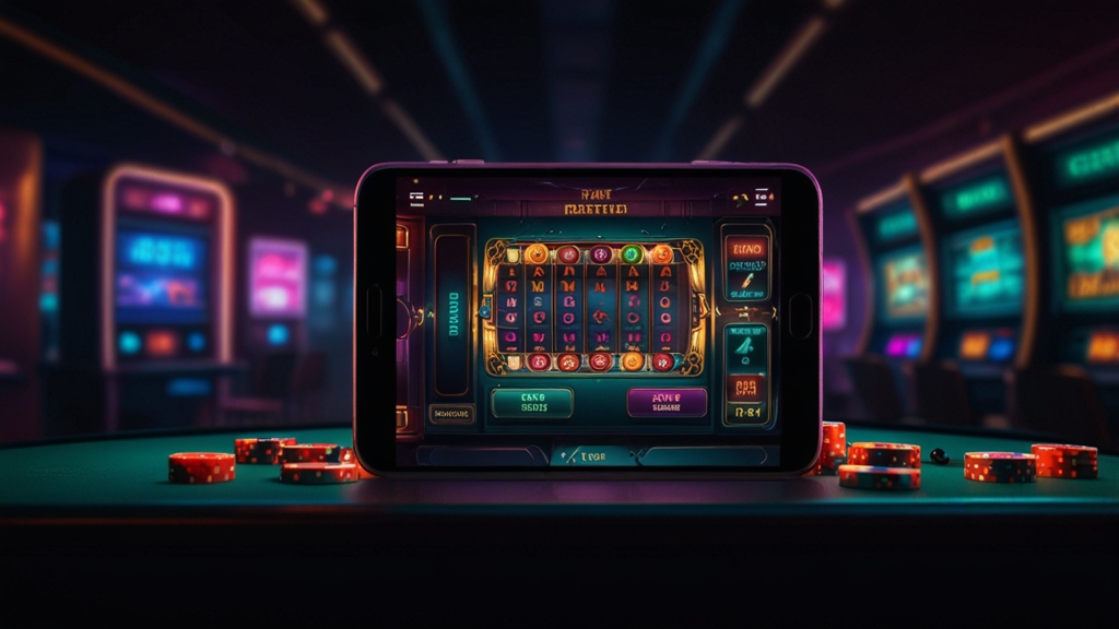 Smartphone troubleshooting screen with app settings in a dark casino scene