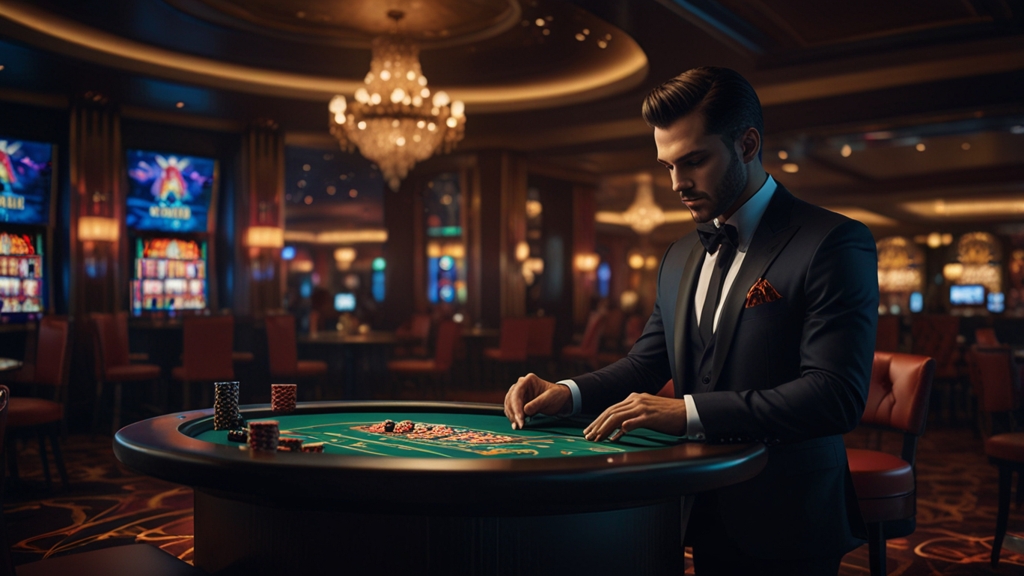 New player registration screen in a dark casino setting